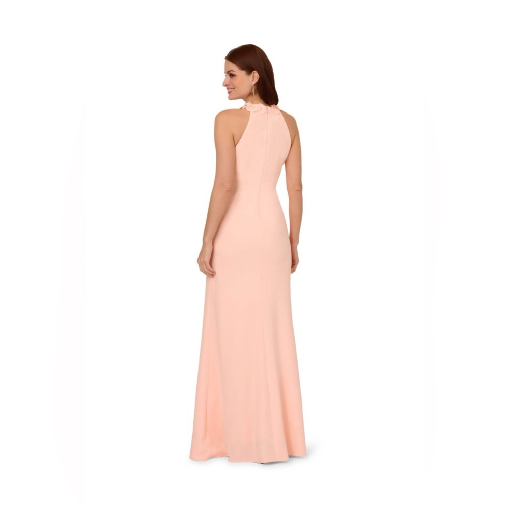 Adrianna Papell Women's Rosette Halter Crepe Gown - Picture 3 of 8